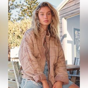 Free People Dolman Quilted Jacket - Champagne Diamonds